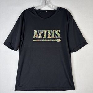 Aztecs Graphic T-Shirt Black Camo Logo Mens Medium Polyester Tee